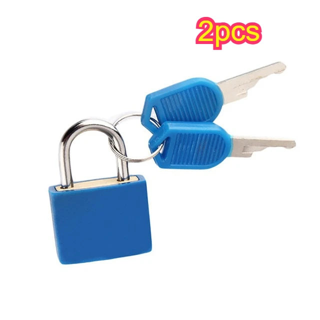 Colorful Padlock Mini Keyed Lock for Luggage Suitcase Backpack Diary Drawer Cabinet Storage Locker Small Safety Lock Qme Blue 2pcs