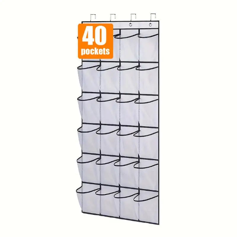 24 28 35 40 Large Mesh Pockets Hanging Shoe Organizer Closet Rack Qme 24 grids White