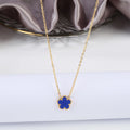 Simple Stainless Steel Five Leaf Flower Pendant Necklace Classic For Woman Girl Holiday Daily Wear Jewelry Gift Free Shipping Qme Rust Red