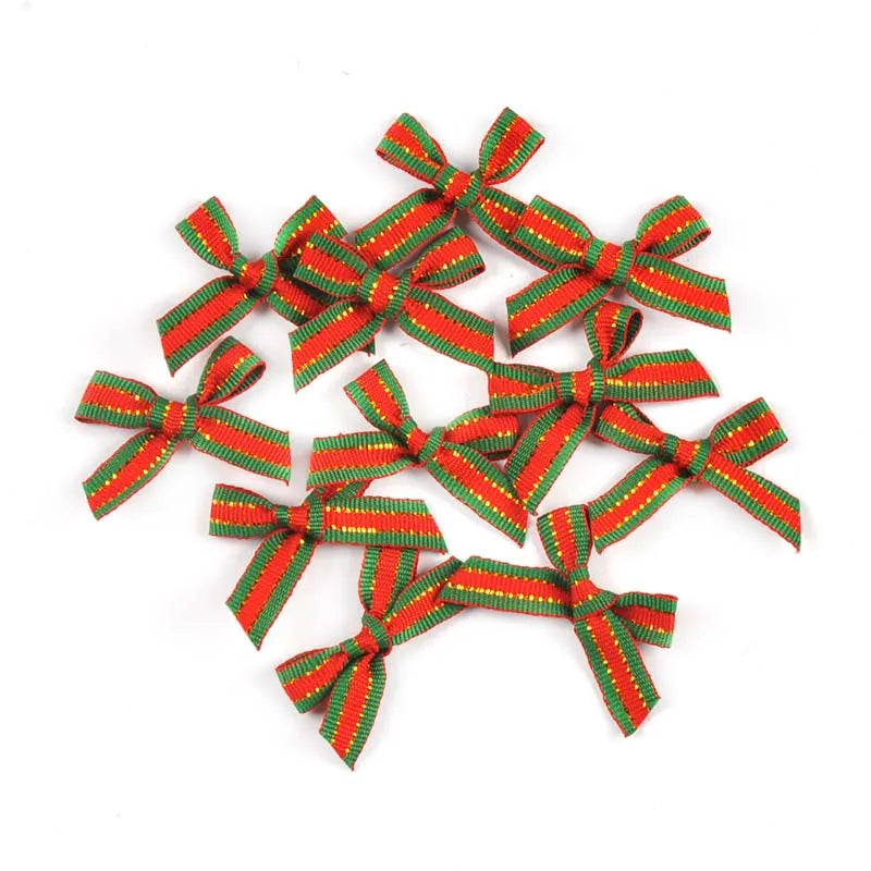 30Pcs 23-57mm Mixed Christmas Bows For Gift Flower Craft Decor Bowknot Ribbons Handmade Accessory Home Xmas Party DIY Supplies Qme