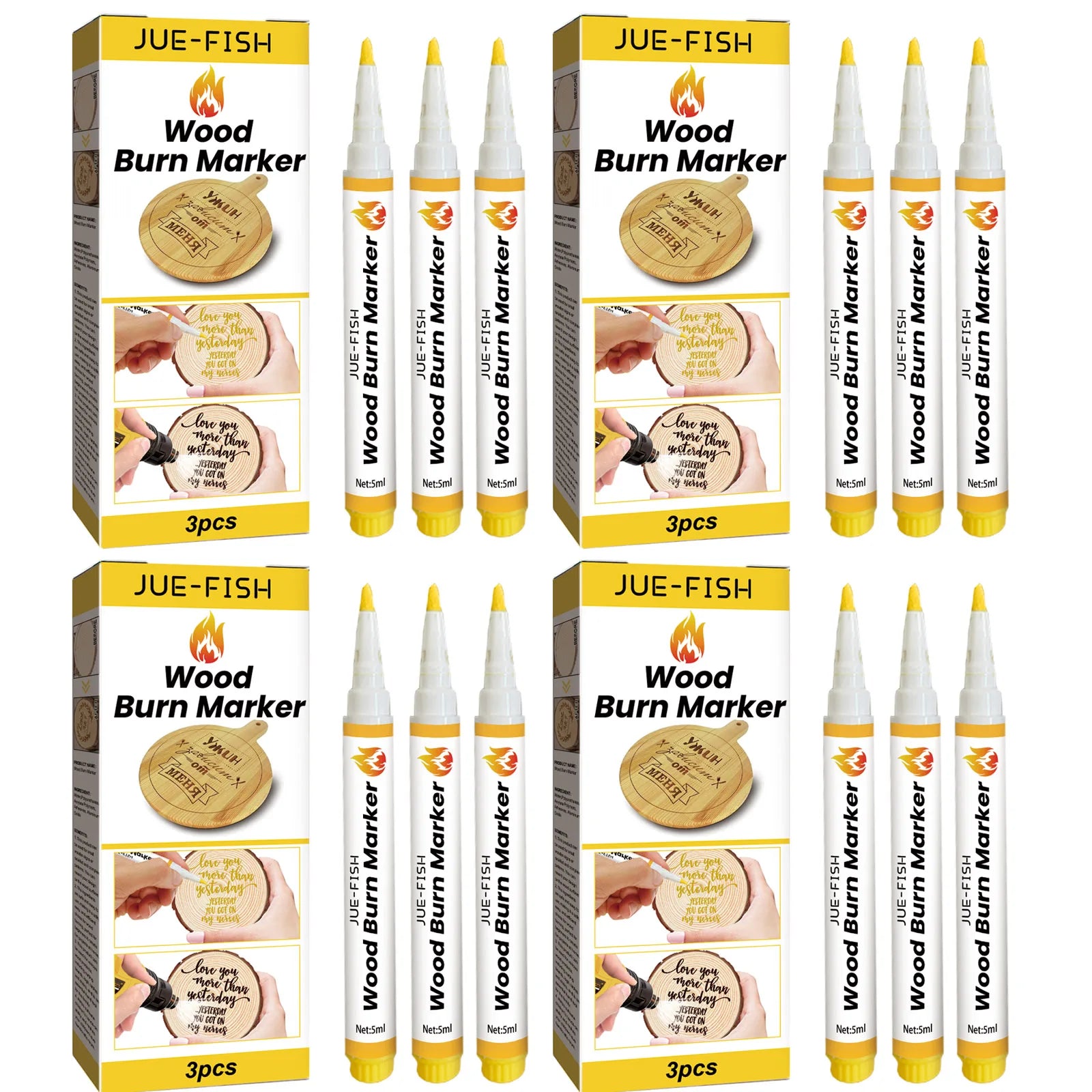 New DIY Scorch Wood Burned Marker Long Lasting Easy to Use Draw Complex Patterns Practical Chemical Wooden Marker Painting Pens Qme 12pcs Boxed