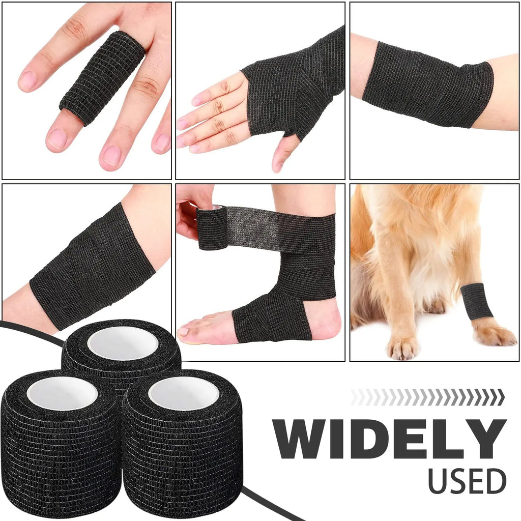 Factory Wholesale 6/12/24/48pcs Disposable Cohesive Tape Wrap Elastic Bandage Rolls For Tattoo Machine Grip Accessories Supply Qme