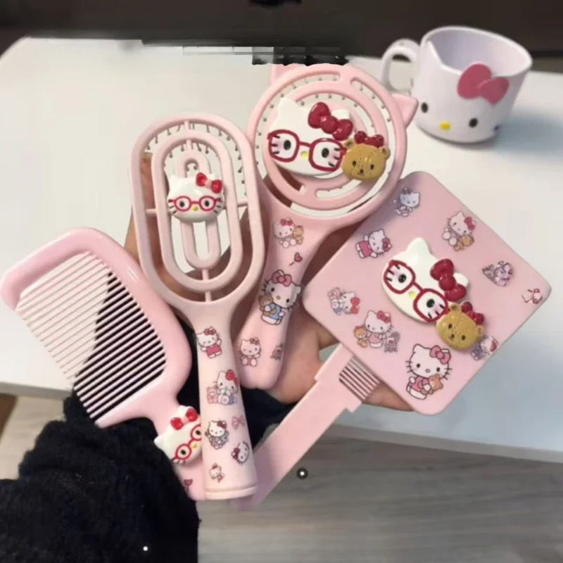Hello Kitty High-Style Volumizing Air-Cushion Brush Openwork Ribbed Brush Massage Air-Cushion Brush Straightening Kit Qme