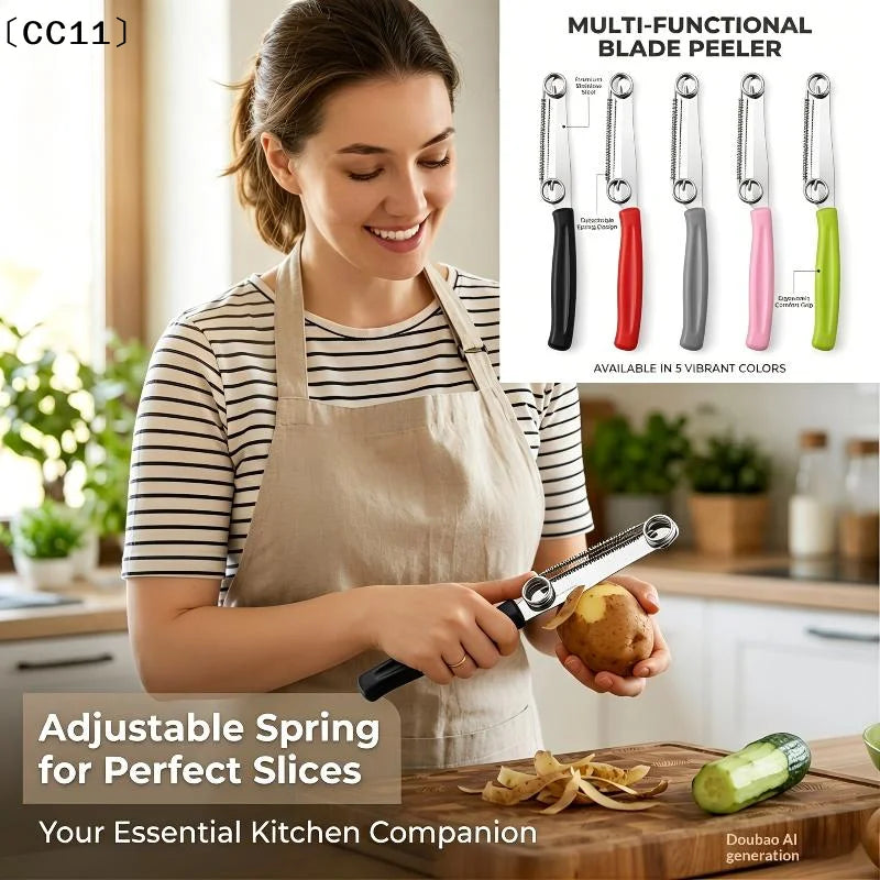 1 Stainless Steel Vegetable Fruit Peeler Adjustable Slicing Cutter Qme