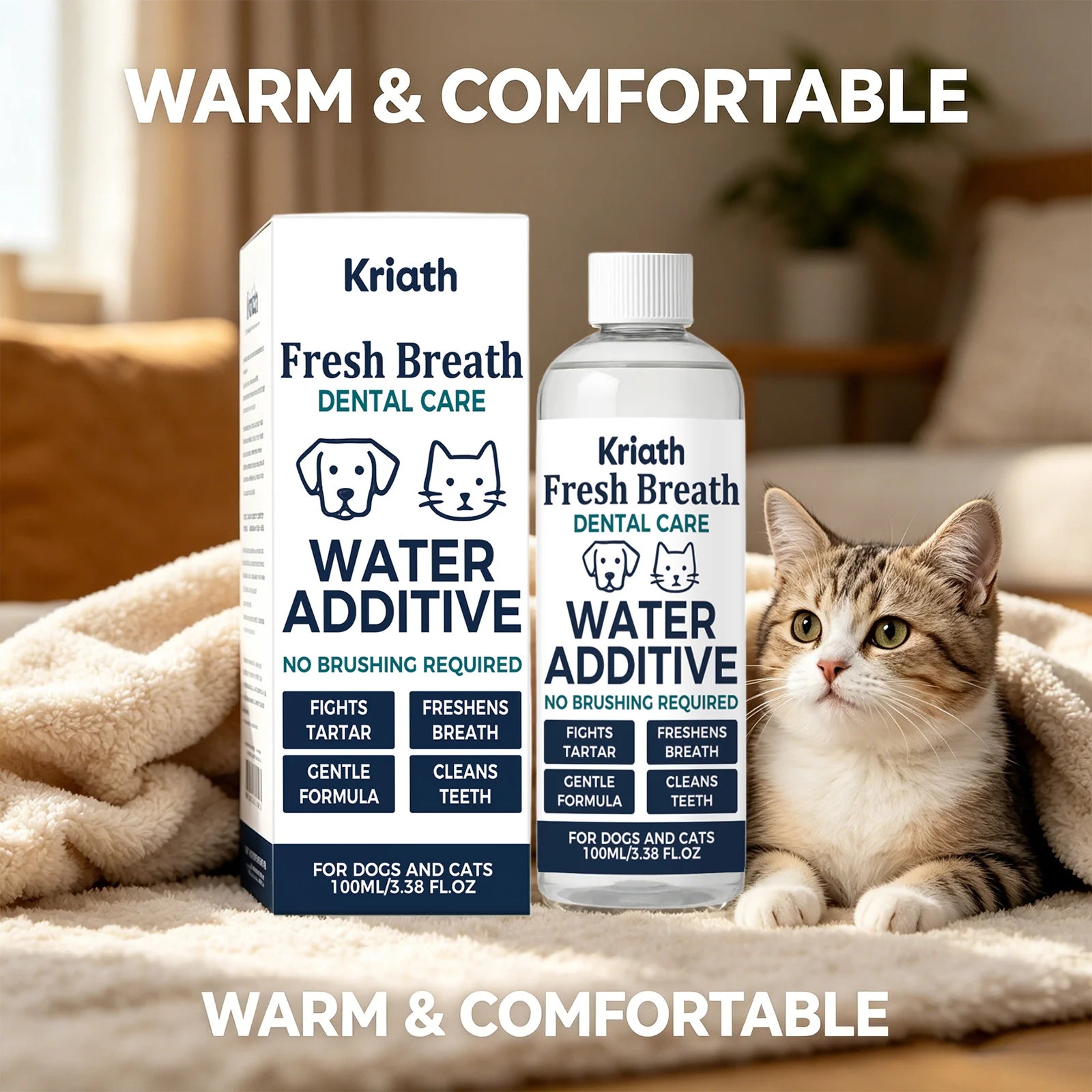 Drinkable Pet Mouthwash Removing Dental Plaque & Tartar Fresh Breath Plant Formula No Brushing Dogs & Cats Dental Care Solution Qme
