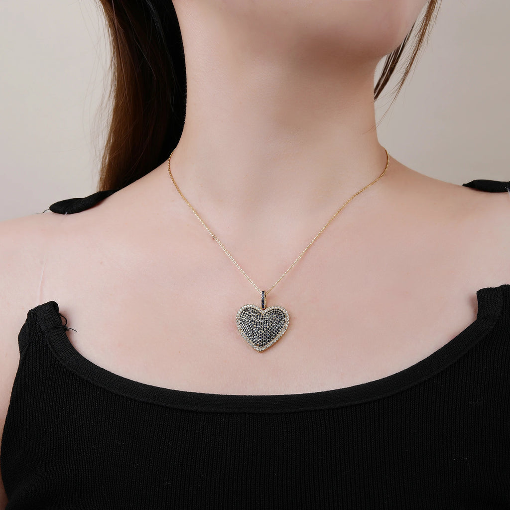 Fashion Luxury Heart Shape Cubic Zirconia Pendant Necklace Elegant for Woman Girl Party Wedding Jewellery Valentine's Day Gift Qme
