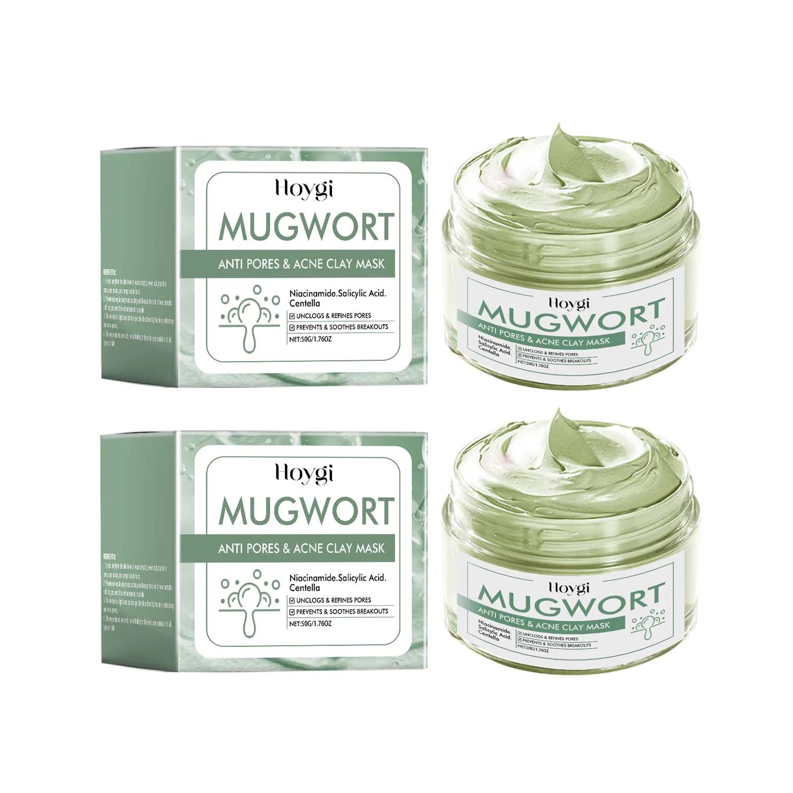 Face Clean Mask Pore Shrinking Oil Control Deep Cleansing Exfoliating Acne Treatment Moisturizing Blackhead Remover Mud Mask Qme 2 x 50g Boxed