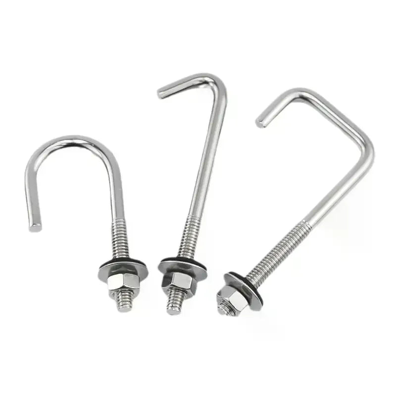 304 Stainless Steel M5 M6 L Hook Bolts With Matching Nuts Washers For Industrial Construction Home Hanging Qme