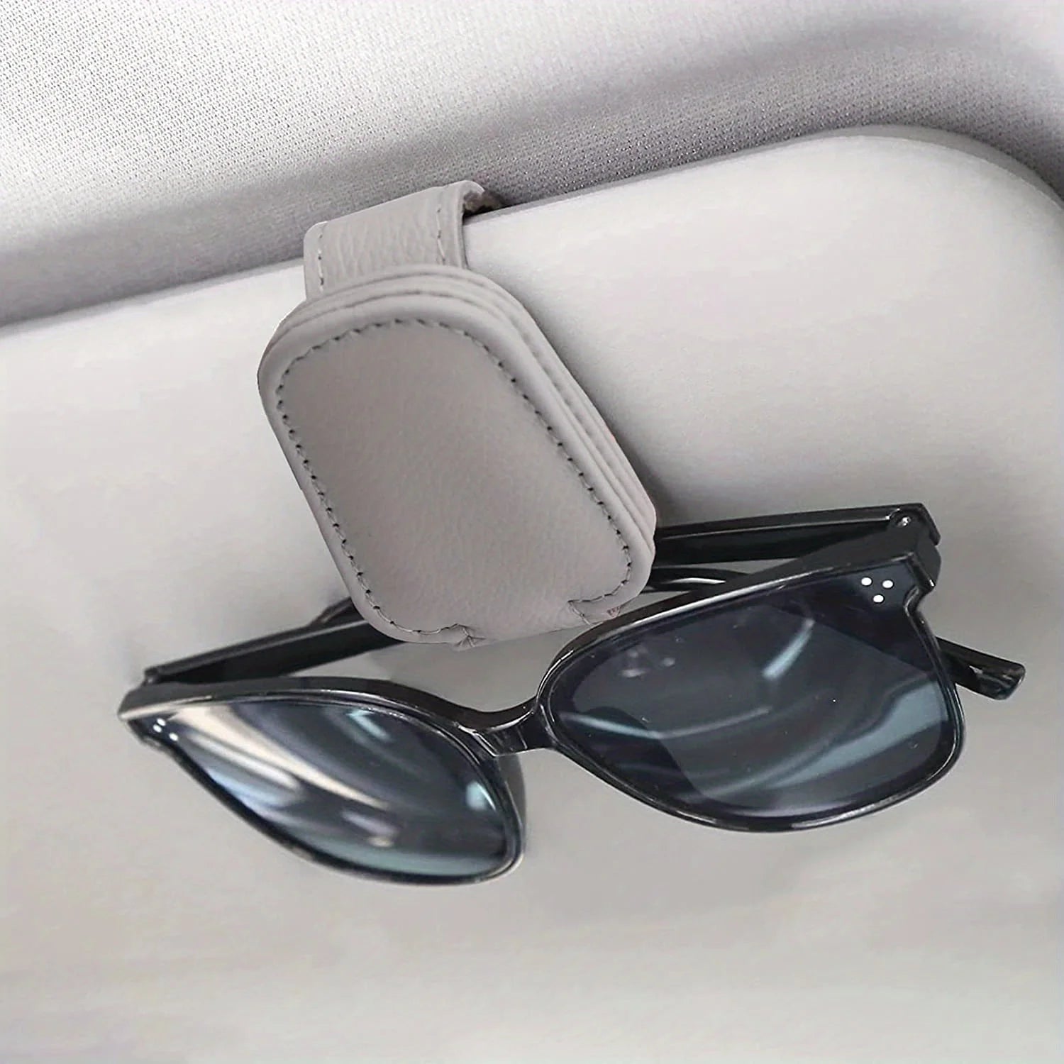 4pcs Sunglasses Holders For Car, Magnetic Genuine Leather Sunglasses Clip For Car Visor, Car Interior Visor Accessories Qme