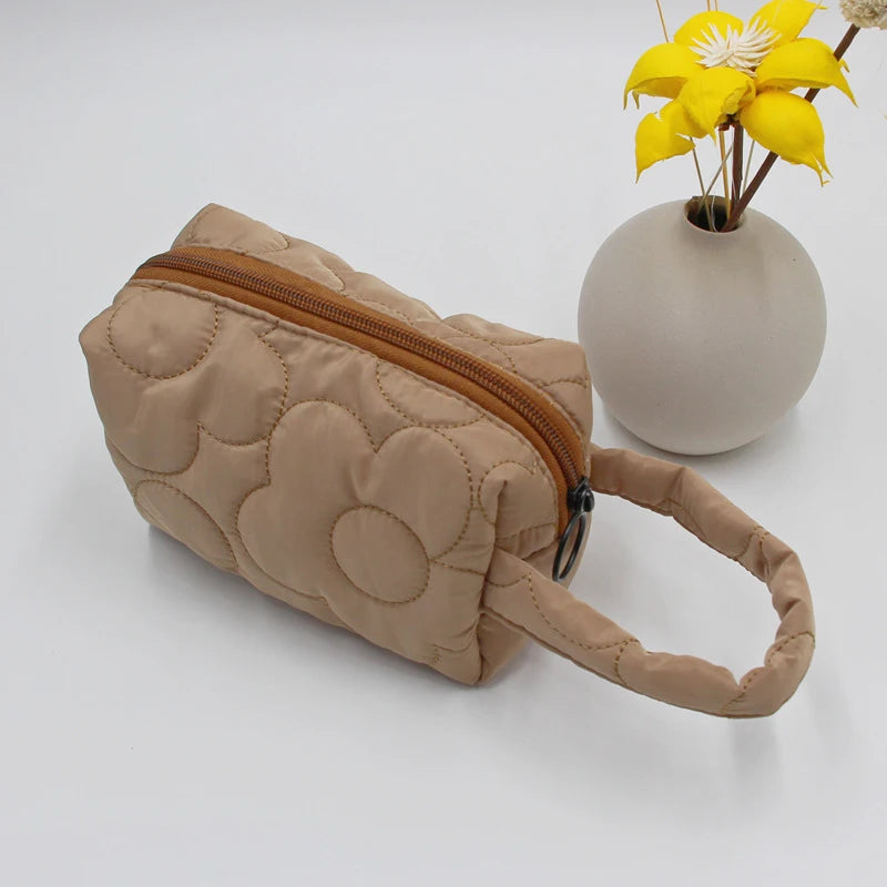 Candy Colors Cosmetic Bag Soft Flannel Cartoon Pattern Fashion Handbag For Women Qme one size Brown
