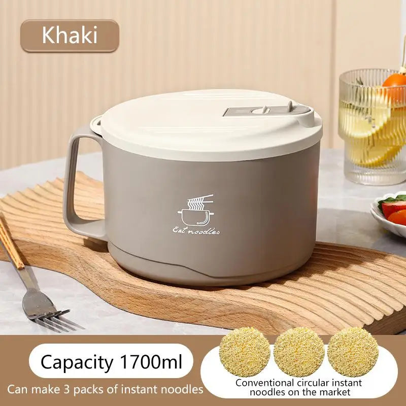 Stainless Steel Large Capacity Noodle Bowl Lid Durable Kitchen Dining Qme Khaki