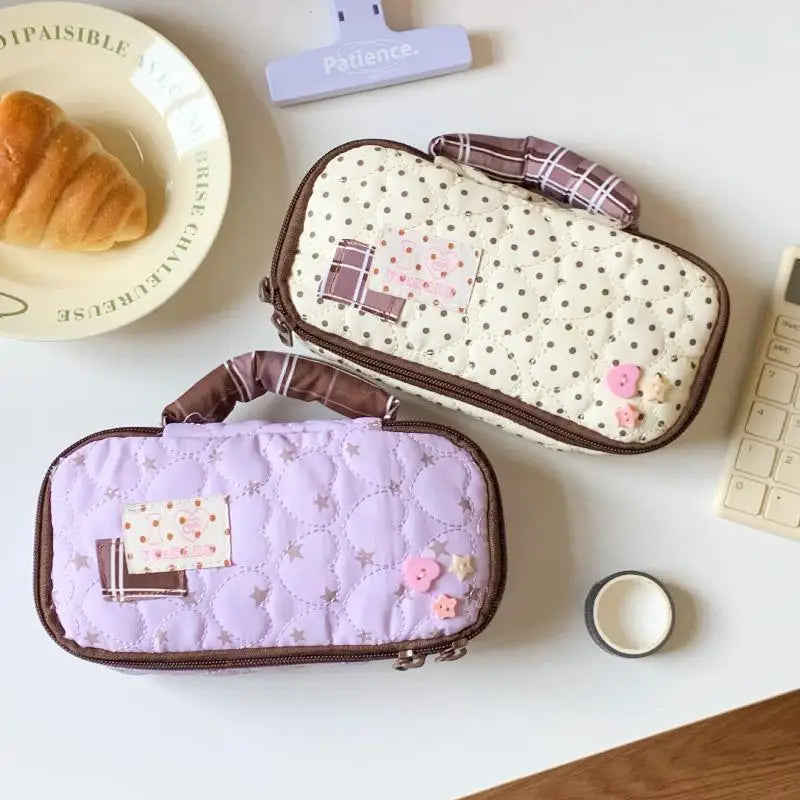 Heart Shaped Handle Pencil Case Cute Ins Student Pen Bag Qme