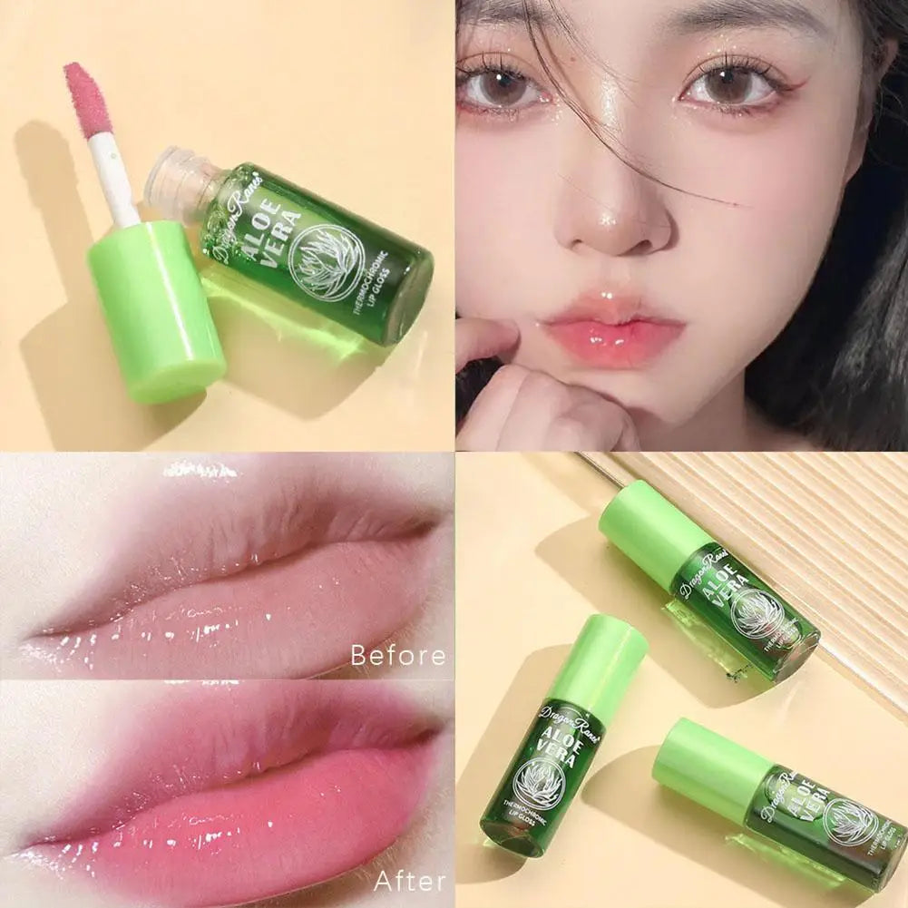 Aloe Vera Discolored Lip Balm Jelly Magic Color Changing Lipstick Girl Moisturizing Nourishing Lasting Lip Gloss Makeup Lip Care Qme