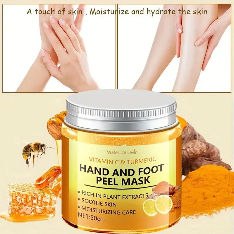 Vitamin c and turmeric hand wax mask for hands and feet, smoothing skin, gently cleansing hand mask, illuminating hand skin Qme