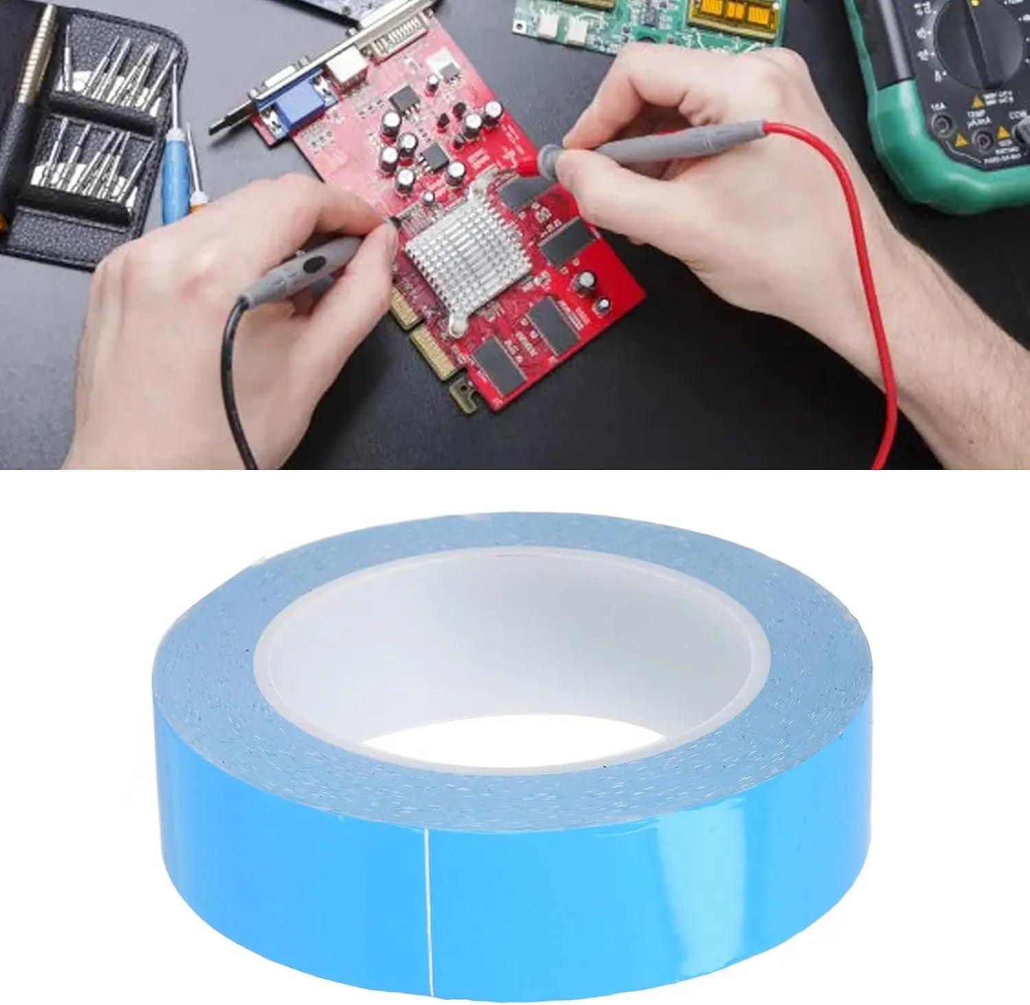 10m Double Side Thermal Conductive Tape 5-50mm Width Blue Heat Transfer Tape Adhesive Cooling Heatsink for Computer CPU GPU Qme