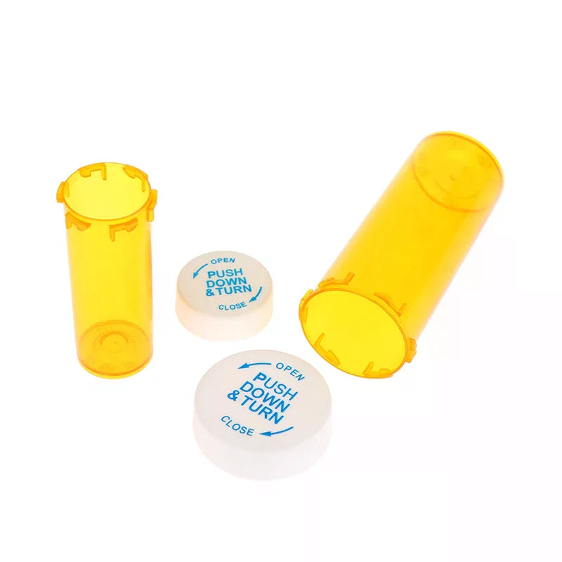 Plastic Medicine Pill Bottles Child Resistant Caps Containers Travel Qme