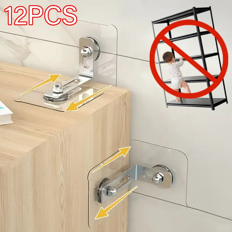 Furniture Anchors Strong Self-adhesive Fixed Prevent Dumping Device No punching Safety Anti Overturning Cabinet Buckle Anchors Qme