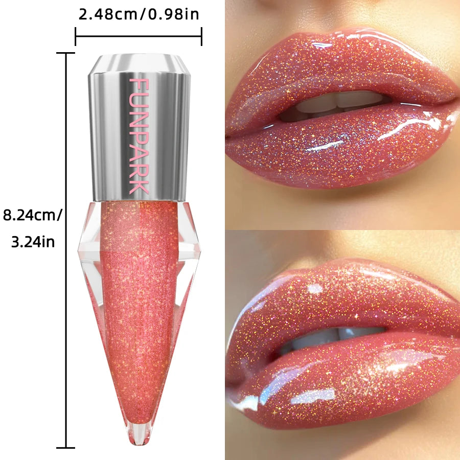 8 Glitter Shimmer Lip Gloss Moisturizing Tinted Fuller Effect Diamond Qme