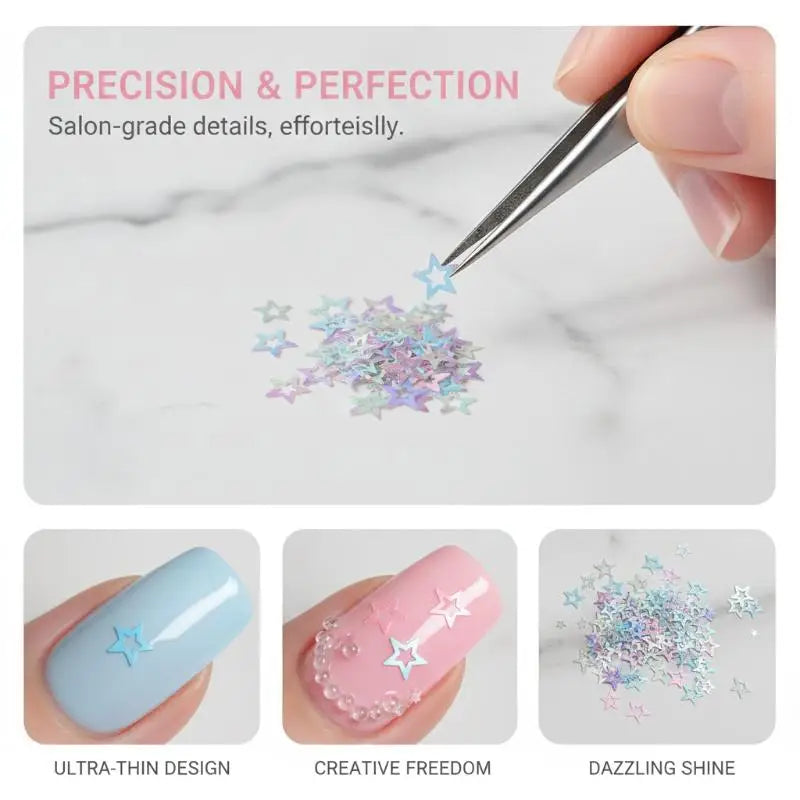 Star Nail Glitter Sequins Mixed Laser Holographic Shiny Decor Kids Qme