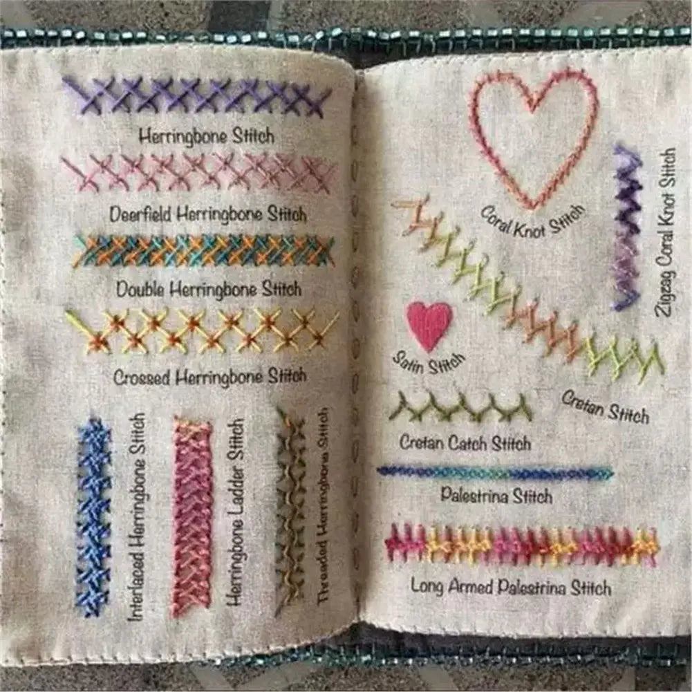 Creative Sewing Book, Enthusiasts & Beginners Embroidery Instructions Book for DIY Sewing Kit, Creative Embroidery Stitches Book Qme