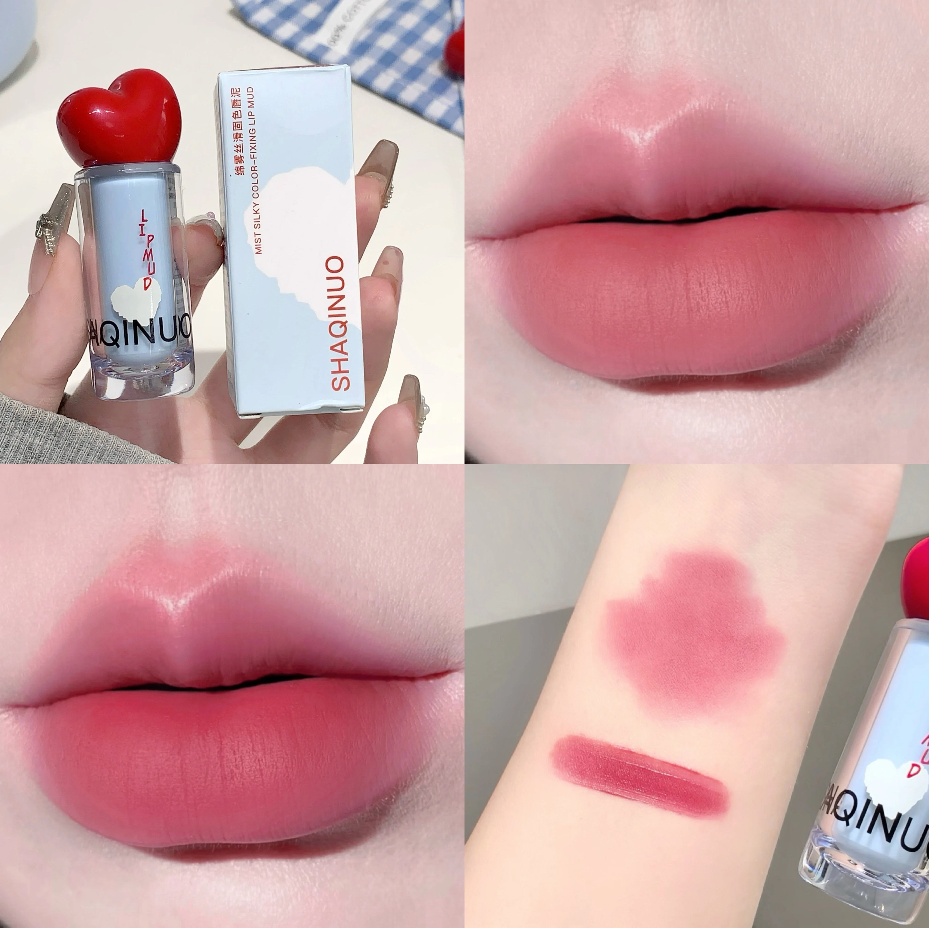 SHAQINUO Velvet Matte Lip Mud Soft Mist Mousse Glaze Apple Qme S9109-03