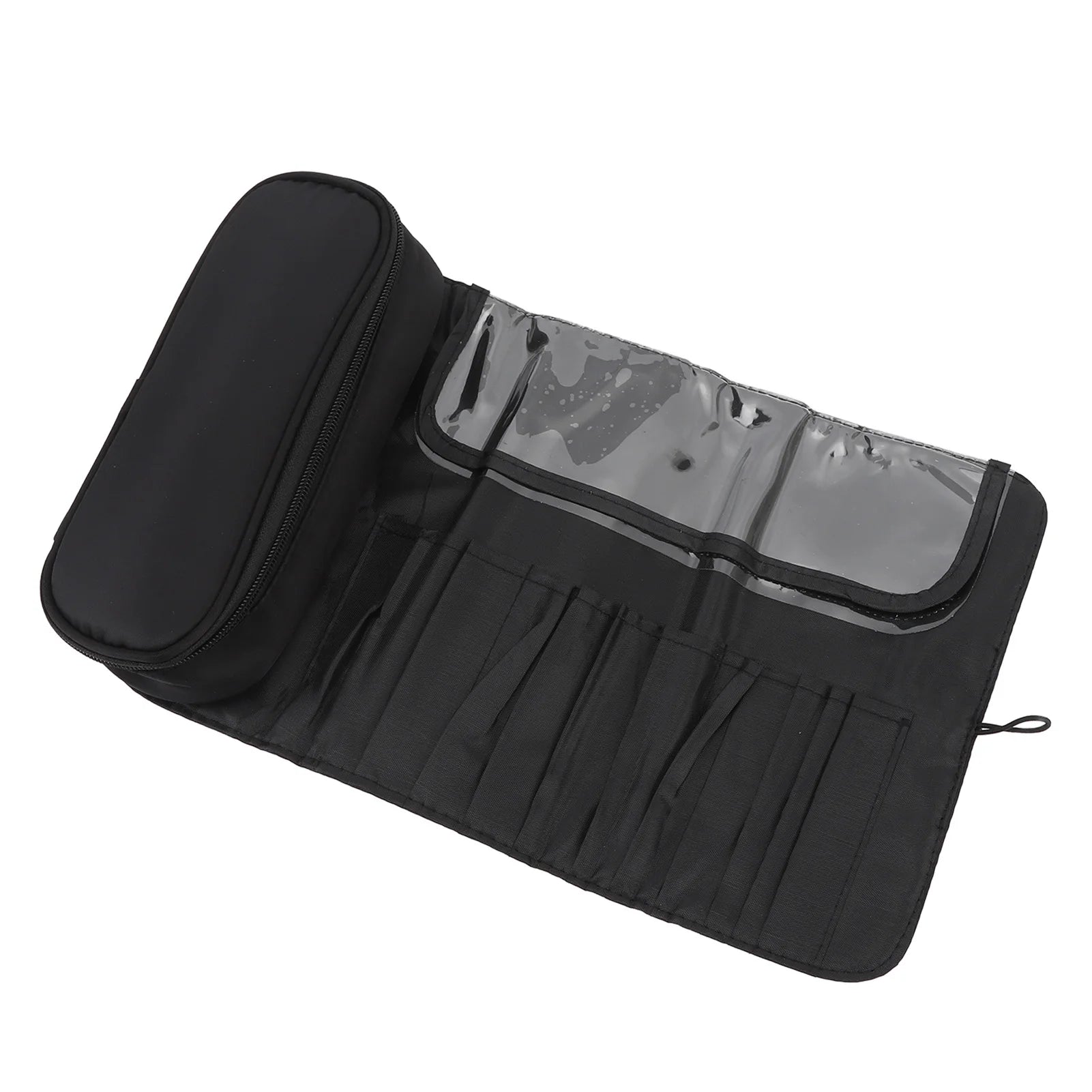 Makeup Brush Travel Case Makeup Brush Travel Case 12 Slots Multifunctional Waterproof Foldable Travel Cosmetic Brush Case Black Qme