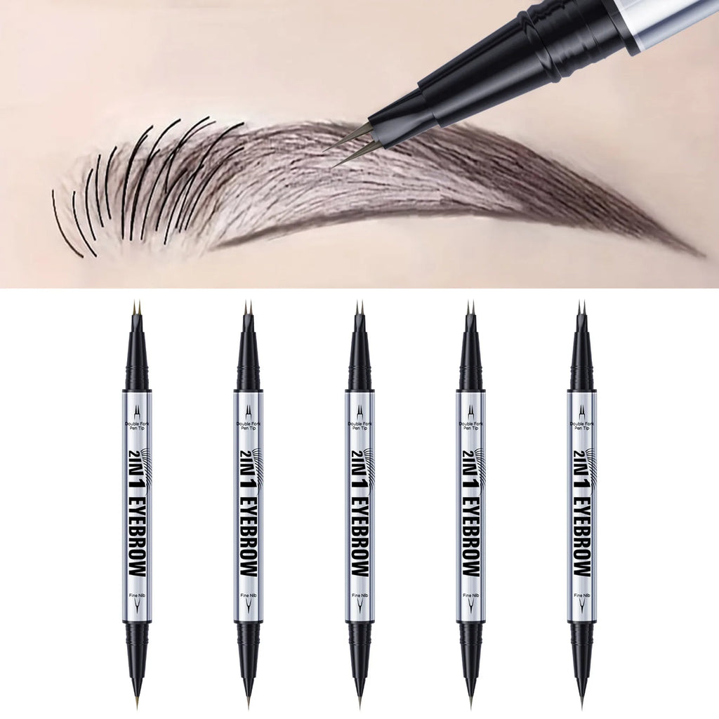 Two-pronged Eyebrow Pencil Waterproof Two-in-one Liquid Eyebrow Pencil Curved Eyebrow Pen With Fork And Precise Brush Tip Makeup Qme