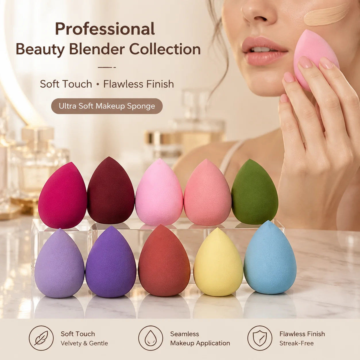 10 Random Mini Mixed Makeup Sponges Puffs DIY Tools Concealer Qme