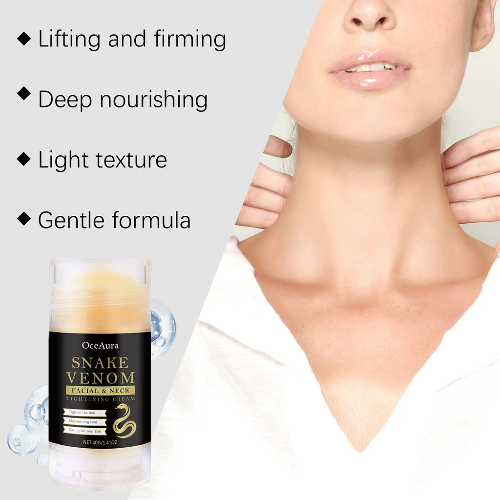 Snake Venom Neck Care Stick Lighten Fine Line Firming Lifting Face Neck Cream Stick Tightening Nourishing Anti-Aging Skin Care Qme