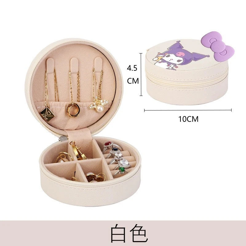 Hello Kitty Kuromi Cartoon Jewelry Box Student Ugly Fish Ring Storage Qme