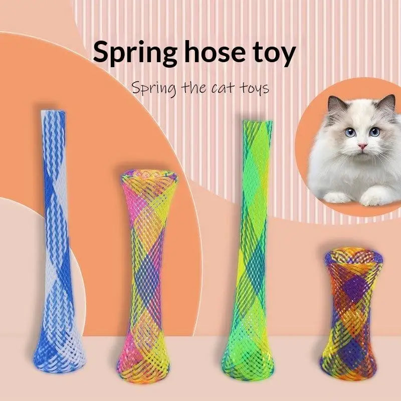 20 Colorful Cat Spring Toys Springy Mesh Stick Interactive Pet Toy Qme