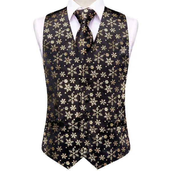 Christmas Colorful Men Vest Tie Pocket Square Cufflinks Set 4 Pieces Xmas Wedding Party Suit Accessories Gifts for Dad Boyfriend Qme MJTZ3082 L