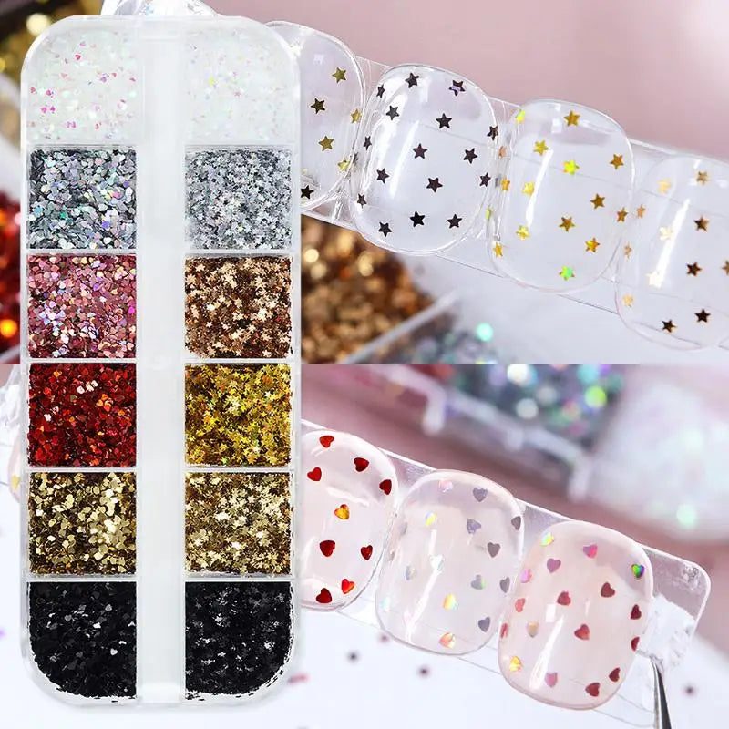 DIY Nail Art Design Mini Sparkling Star Glitter Love Decoration Salon Qme