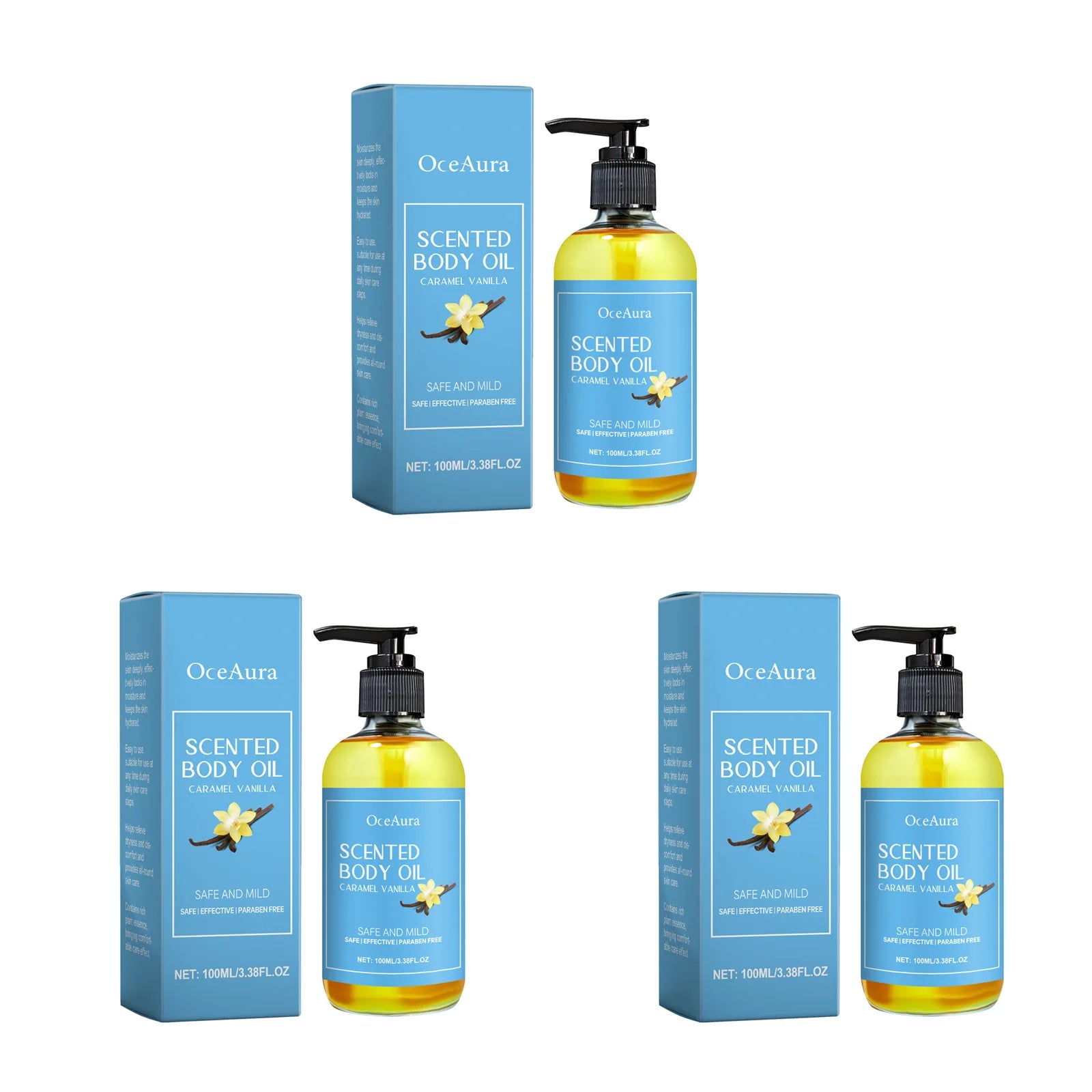 Caramel Vanilla Body Massage Oil Improve Moisturizing Relieve Stress Muscle Relaxing Body SPA Lasting Scent Body Essential Oils Qme 3Pcs
