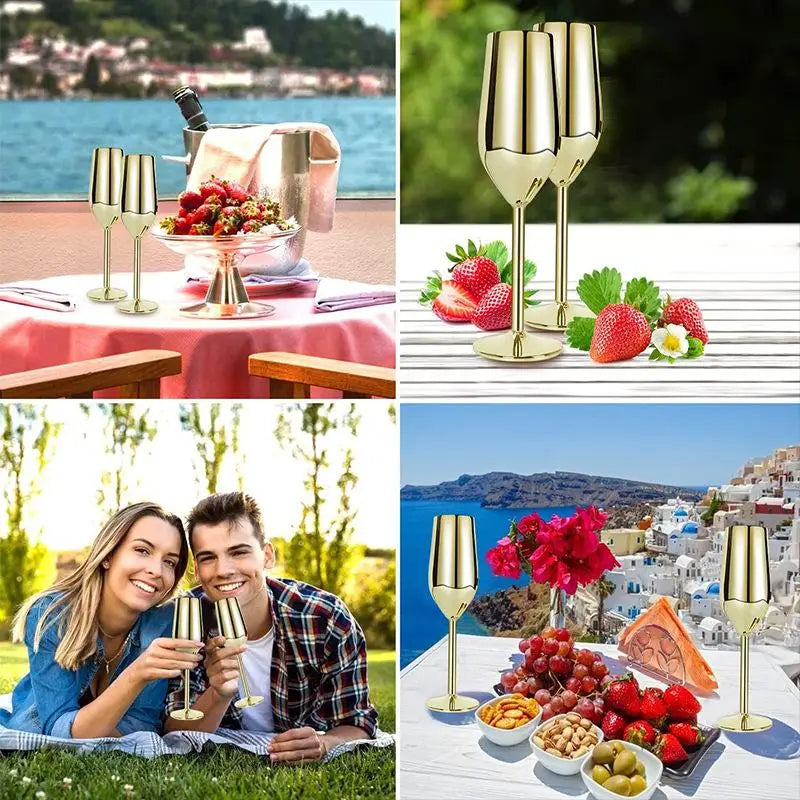 Stainless Steel Champagne Glasses Cocktail Glass Goblet Giftfor Qme