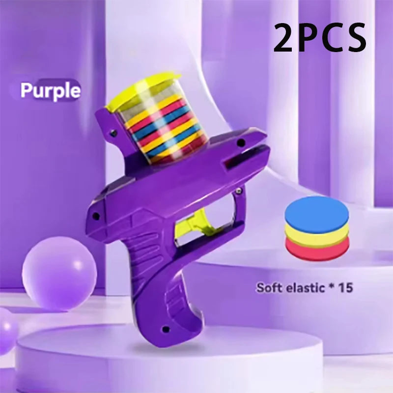 Funny cat toys Creative rotary gun with 15 reusable foam discs Pet hunting interactive toys suitable for cats and dogs Qme Purple2pcs