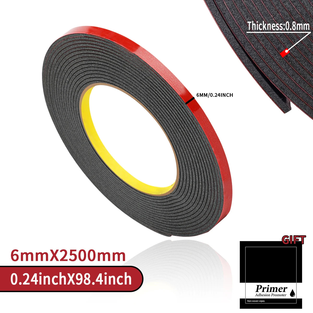 Double Sided Tape Adhesive Car Special Double-sided Tape Indoor Decor Traceless Fixing Sticker Two Face Tape Qme 6mmX2.5m