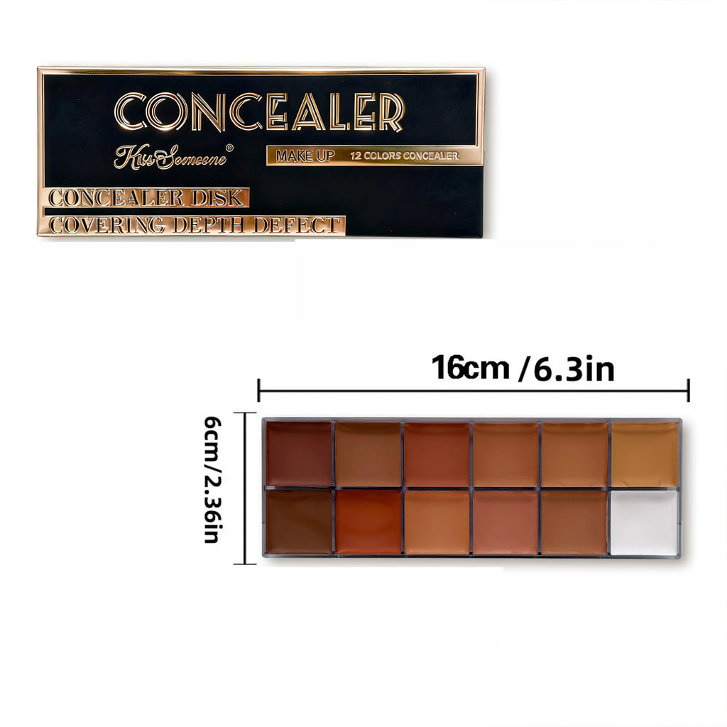 12 Color Concealer Dark Skin Waterproof Full Cover Foundation Make-Up Beauty Makeup Face Makeup Sunscreen Powder Blusher Eye Qme