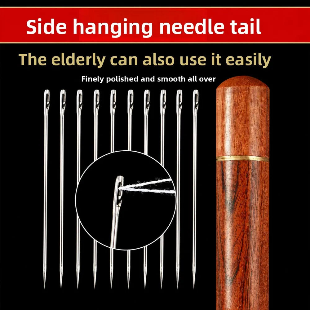 Stainless Steel Self Threading Sewing Needles 12/30 Pcs Elderly Friendly Blind Needles for DIY Stitching Craft Making Qme