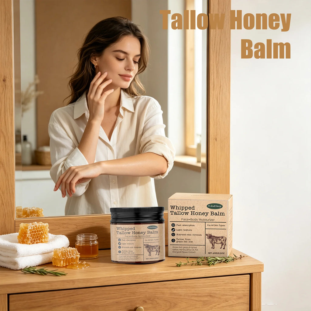Woodsleep Tallow Honey Balm Deep Dryness Relief Skin Tone Adjustment Long‑Lasting Hydration Moisturizing Cream for Face & Body Qme