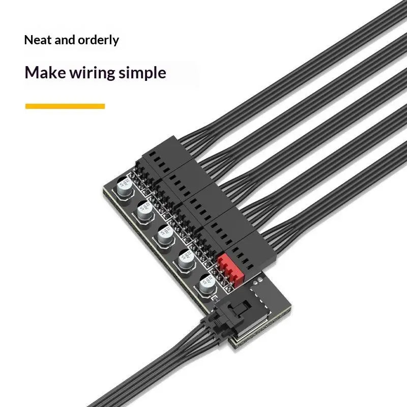 5 Way Expansion 4 Pin PWM Fan Hub Splitter Cable Multi Configurations Qme