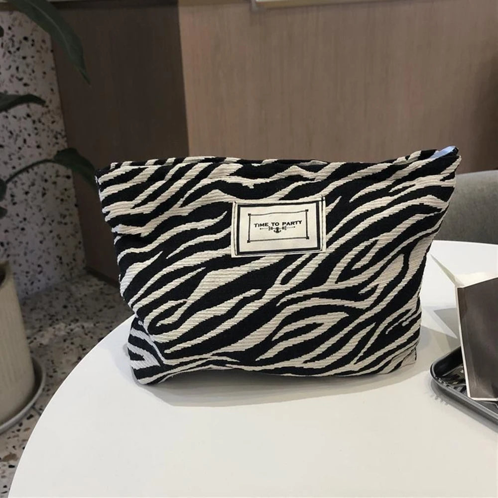 Random Organizer Bag Zebra-Print Makeup Bag Toiletry Bag Women'S Handbag Clutch Bag Convenient Large Capacity Storage Bag Qme
