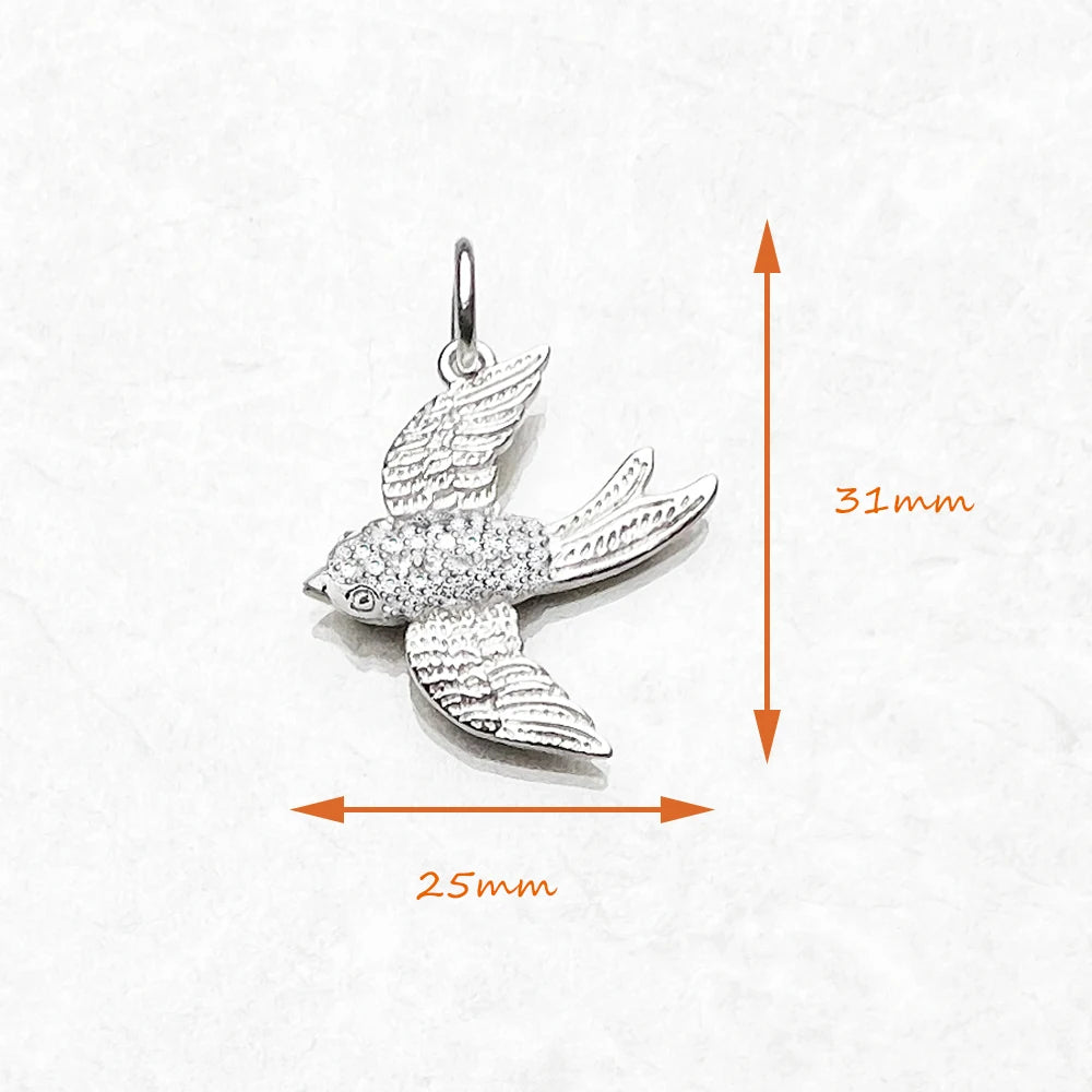Pendant Swallow Pave New Glam 925 Sterling Silver Jewelry Europe Style Fashion Accessorie Gift For Soul Woman Qme