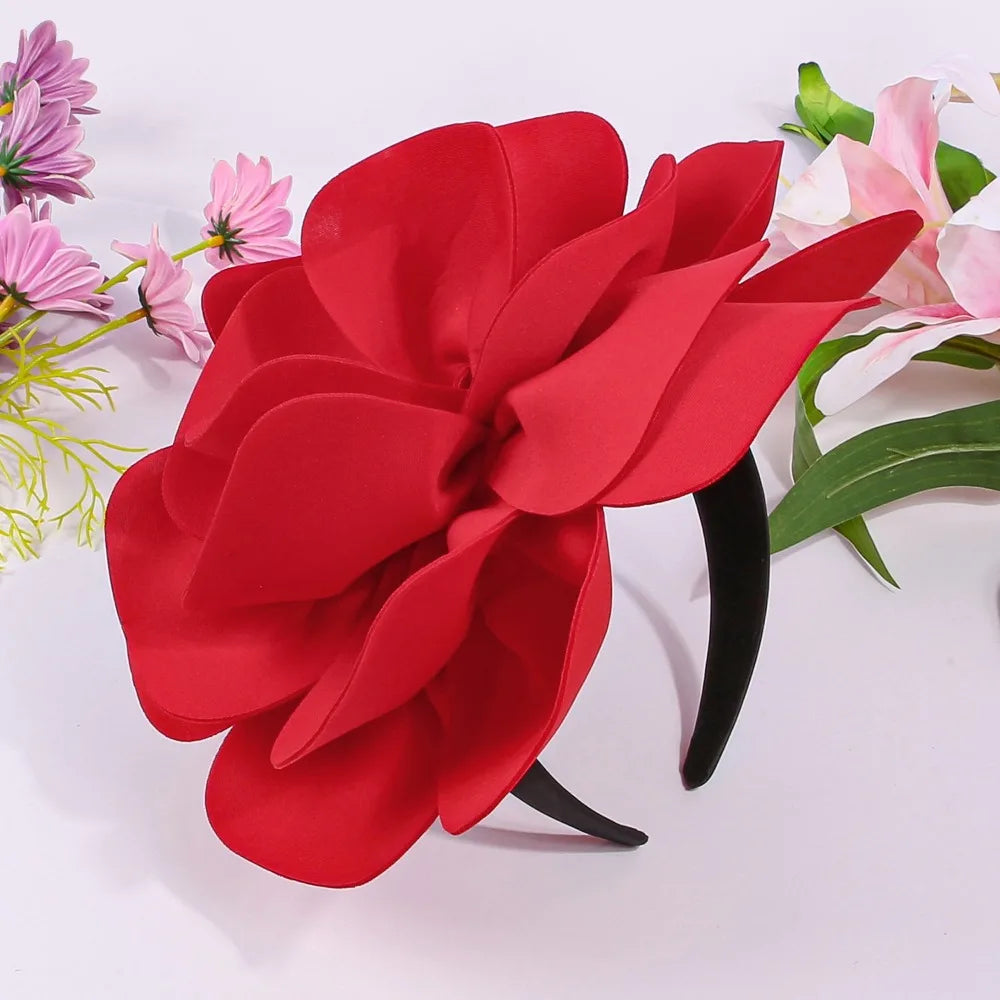 Exquisite Large Rose Flower Headband Sweet Elegant Oversized Qme Style 4