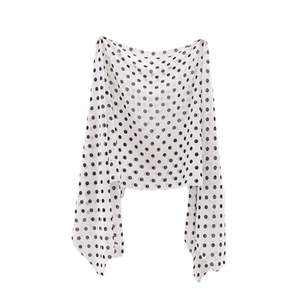 Elegant Mesh Transparent Sunscreen Cover-up Polka Dot Pullover Cover Qme White One Size