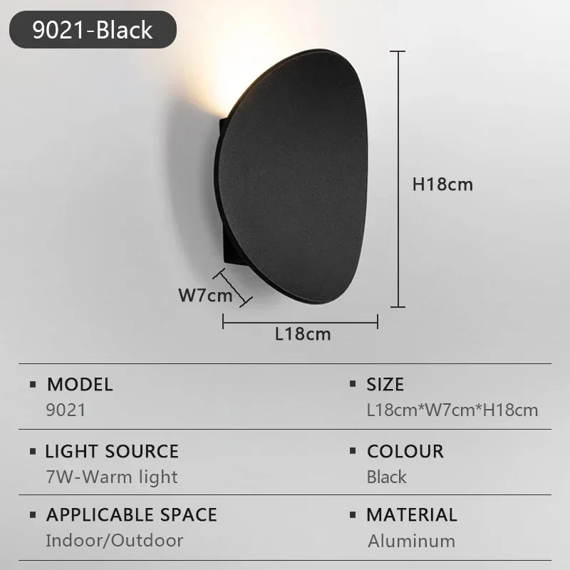 LED Wall Lamp Indoor Outdoor IP65 Waterproof Modern Minimalist Aluminum Light for Home Porch Garden AC85-265V Qme black