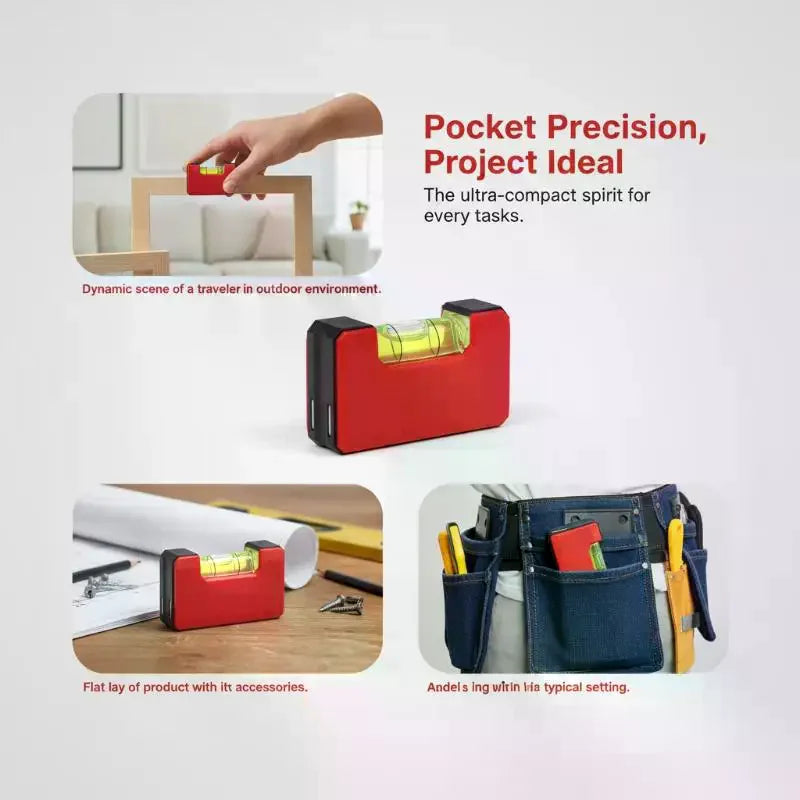 Mini Pocket Level Magnetic Horizontal Leveler Woodworking Portable Qme