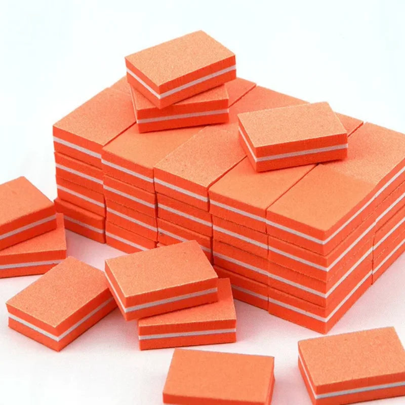 10/50/100pcs mix Double-sided Mini Nail File Blocks Colorful Sponge Nail Polish Sanding Buffer Strips Polishing Manicure Qme