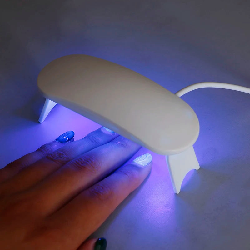 6W White UV Lamp Nail Dryer Mini LED Lamps USB Charging Cable Gel Qme Default Title