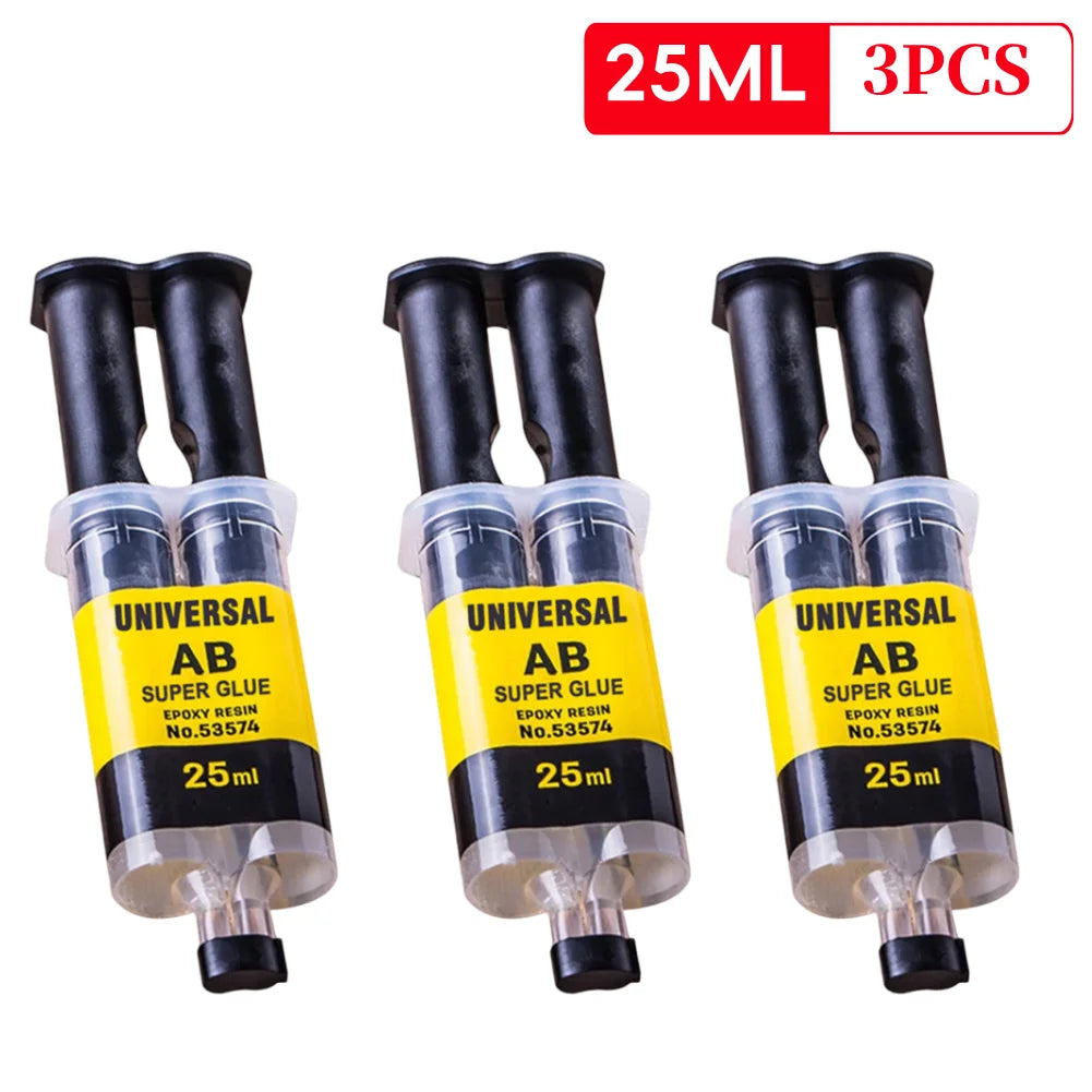 4/25ml Epoxy Resin AB Glue Waterproof Instant Fast Adhesive Repair Strong Super Liquid Glue for Wood Plastic Metal Glue Welding Qme 25ml 3PCS
